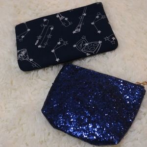 Ipsy bag and blue coin wallet  gold chain